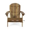 Kandyce Outdoor Acacia Wood Folding Adirondack Natural Chair With Cup Holder