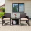 Cpintltr 3 Pieces Outdoor Patio Wicker Furniture Sets Patio Conversation Sets PE Rattan Chair with Soft Cushions Lawn Poolside Chairs for Balcony Gard