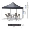 10x10ft Instant Portable Pop Up Canopy Tent PVC Coated Shelter with Wheeled Carry Case; 4 Sand Bags - Black Top