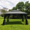 13x10 Outdoor Patio Gazebo Canopy Tent With Ventilated Double Roof And Mosquito net(Detachable Mesh Screen On All Sides); Suitable for Lawn; Garden; B