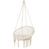 Tassel Cotton Hanging Rope Hammock Chair Swing Round Indoor Outdoor Home Garden Patio