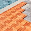 (Set of 10) Hanalei Eucalyptus Interlocking Wooden Decktile in Red Brown