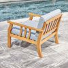 Kapalua Honey Nautical Curve Eucalyptus Wooden Outdoor Sofa Chair with Cushion