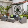 Venice 4pc Outdoor Wicker Sofa Set Mix Black+Dark Grey