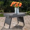 Akehurst Outdoor Gray Wicker Adjustable Folding Side Table