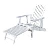 Adirondack Chair with Pull Out Footrest; Acacia Wood for Patio Deck Garden; Backyard Furniture; Easy to Install; White