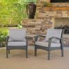 Outdoor Wicker Club Chairs with Gray Cushions (Set of 2)