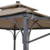 Patio 9.8ft.L x 9.8ft.W Gazebo with Extended Side Shed/Awning and LED Light for Backyard; Poolside; Deck; Brown