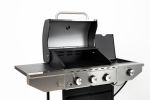 Propane Grill 3 Burner Barbecue Grill Stainless Steel Gas Grill with Side Burner and Thermometer for Outdoor BBQ; Camping