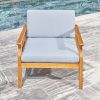 Kapalua Honey Nautical Curve Eucalyptus Wooden Outdoor Sofa Chair with Cushion