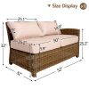 Outdoor Loveseat Furniture Small Patio Couch All Weather PE Rattan Sofa Indoor 2-seat Sectional Sofa Balcony Couch with Beige Cushion Patio Love Seats