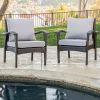 Outdoor Wicker Club Chairs with Gray Cushions (Set of 2)