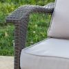 Outdoor Wicker Club Chairs with Gray Cushions (Set of 2)