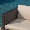 Lorita Outdoor 5-piece Dark Brown Wicker Sectional Sofa Set with Beige Cushions