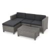 Lorita Outdoor 5-piece Blac Wicker Sectional Sofa Set with Beige Cushions