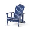 Katherine Outdoor Acacia Adirondack Blue Lounge Chair with Pull Out Footstool