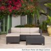 Lorita Outdoor 5-piece Dark Brown Wicker Sectional Sofa Set with Beige Cushions