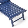 Katherine Outdoor Acacia Adirondack Blue Lounge Chair with Pull Out Footstool