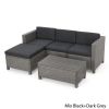 Lorita Outdoor 5-piece Blac Wicker Sectional Sofa Set with Beige Cushions