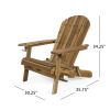 Kandyce Outdoor Acacia Wood Folding Adirondack Natural Chair With Cup Holder