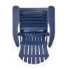 Katherine Outdoor Acacia Adirondack Blue Lounge Chair with Pull Out Footstool