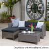 Lorita Outdoor 5-piece Blac Wicker Sectional Sofa Set with Beige Cushions