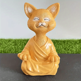 1pc Whimsical Cat Sculpture, Buddha Meditating Cat Statue, Cat Lover Gifts, Fairy Garden Animals, Decorations For Patio Yard Lawn Porch Desktop (Color: Orange Cat)