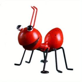 1pc Metal Ant Ornament Colorful Cute Insect For Hanging Wall Art Garden Lawn Home Decor Indoor Outdoor (Color: Red)