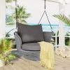 33.8' Single Person Hanging Seat; Rattan Woven Swing Chair; Porch Swing With Ropes