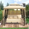 8.9 Ft. W x 5.9 Ft. D Outdoor Gazebo with Convertible Swing Bench;  Double Roof Soft Canopy Garden Backyard Gazebo with Mosquito Netting Suitable for