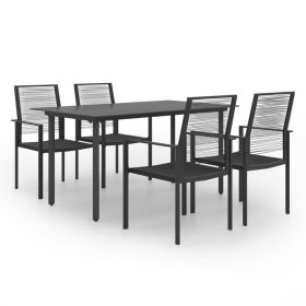 5 Piece Patio Dining Set (Color: Black)