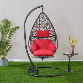 Patio PE Rattan Swing Chair With Stand and Leg Rest for Balcony; Courtyard (Color: as Pic)