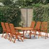 7 Piece Patio Dining Set Solid Wood Eucalyptus