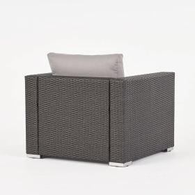 Francisco Outdoor Wicker Sectional Sofa Seat with Cushions Gray (Color: as Pic)