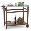 Outdoor Prep Cart Dining Table for Pizza Oven;  Patio Grilling Backyard BBQ Grill Cart