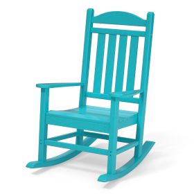 Outdoor Rocking Chairs All-Weather Resistant HDPE Poly Wood Resin Plastic, Humidity-Proof, Porch, Deck, Garden, Lawn, Backyard, Fire Pit, Garden Glide (Color: lake blue)