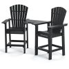 Patio Bar Stools Adirondack Arm Chairs Set of 2, All Weather Outdoor Furniture Wood-Like HDPE Deck Backyard Garden Dining Chairs, Beach Balcony Chair