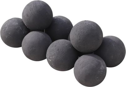 Hollow Ceramic Fire Balls, Set of 10 Fireplace Balls, Modern Accessory for Indoor/Outdoor Fire Pits or Fire Tables, Brushed Concrete Look (Style: 10pcs Solid)