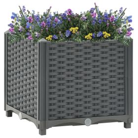 vidaXL Raised Bed 15.7"x15.7"x15" Polypropylene (Color: Grey)