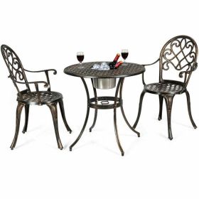 Outdoor Patio Furniture Set Cast Aluminum 3pcs Bistro Table Set (Type: Patio Furniture, Color: Bronze)