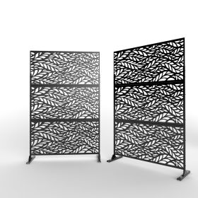 6.5 ft. H x 4 ft. W Laser Cut Metal Privacy Screen;  24"*48"*3 panels (Material: Galvanized steel, Color: Black)