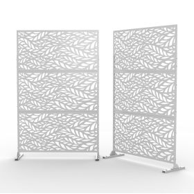 6.5 ft. H x 4 ft. W Laser Cut Metal Privacy Screen;  24"*48"*3 panels (Material: Galvanized steel, Color: White)