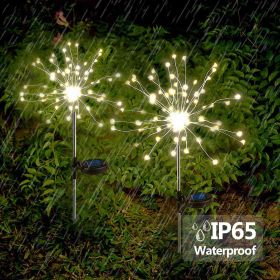 2Pack 150LED Garden Firework Lights 50 Copper Wires String Landscape Lamp (Type: 105LED, Color: Warm White)