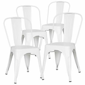 Metal Dining Chairs Set of 4 Indoor Outdoor Patio Chairs Stackable Kitchen Chairs with Back Restaurant Chair 330 LBS Capacity (quantity: 4, Color: White)