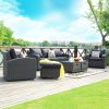 Direct Wicker Aluminum 5-piece Outdoor PE Rattan Wicker Sofa Rattan Patio Garden Furniture ,Gray