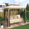 8.9 Ft. W x 5.9 Ft. D Outdoor Gazebo with Convertible Swing Bench;  Double Roof Soft Canopy Garden Backyard Gazebo with Mosquito Netting Suitable for