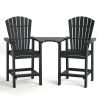 Patio Bar Stools Adirondack Arm Chairs Set of 2, All Weather Outdoor Furniture Wood-Like HDPE Deck Backyard Garden Dining Chairs, Beach Balcony Chair