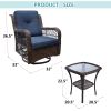 Outdoor Bistro Set 3 Pieces;  Outdoor Resin Wicker Swivel Rocker Patio Chair;  360-Degree Swivel Rocking Chairs and Tempered Glass Top Side Coffee Tab