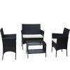 4 PC Rattan Patio Furniture Set Outdoor Patio Cushioned Seat Wicker Sofa