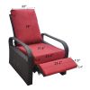 Outdoor Recliner Chair;  Automatic Adjustable Wicker Lounge Recliner Chair with 5.12'' Thicken Cushion